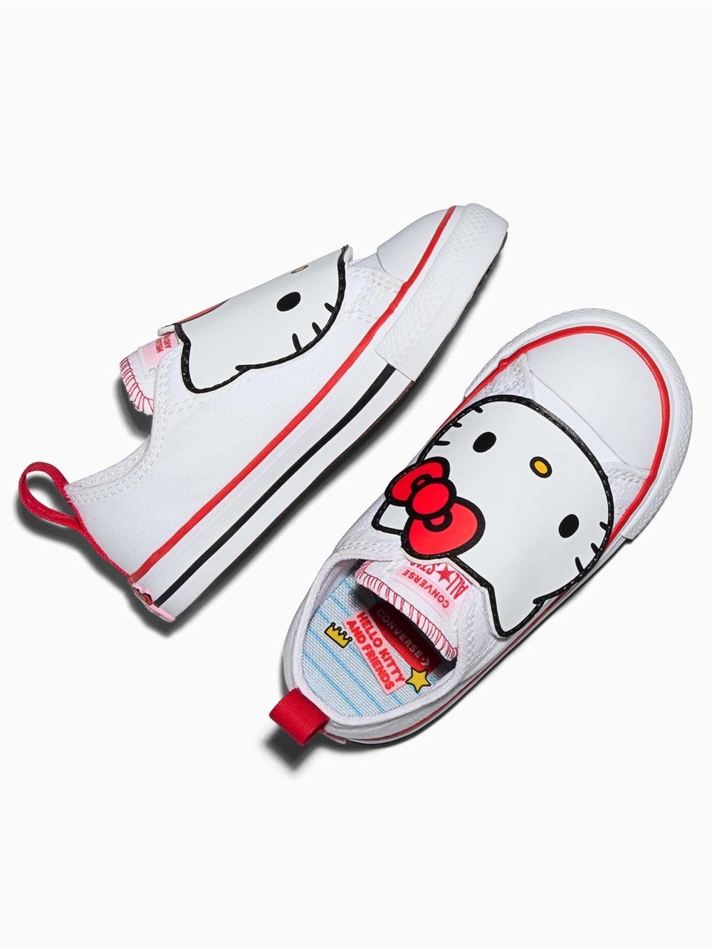 Converse Hello Kitty White and Red Girls Sneakers size 5US Infant Pre-owned
